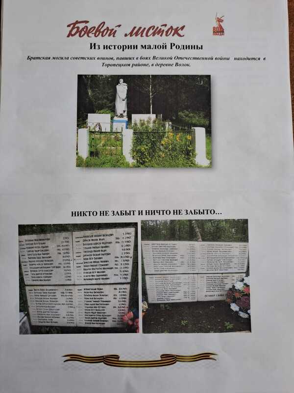Из истории малой Родины. Д.Волок. Из истории малой Родины. Д.Волок.