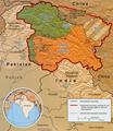 Зелёное - Пакистан; Оранжевое - Индия; Штрих - Китай (Kashmir)