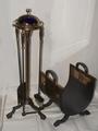 fireplace set _  brass, copper, enamel, bronze, steel (каминный набор _ латунь, медь, эмаль, бронза, сталь) h = 85 cm