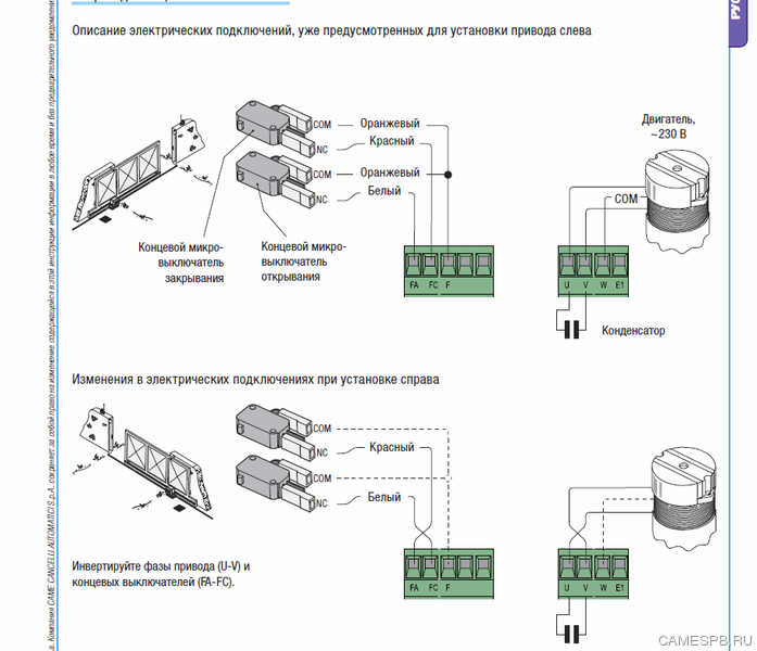 Схема подключения откатные ворота came