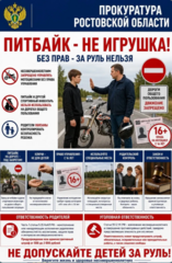 Прокуратура Ростовской области предупреждает: питбайк — не игрушка!