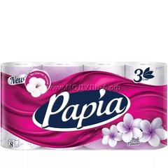 18784 Туалетная бумага Papia Балийский Цветок, 3 сл, 8 рул