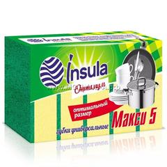 36145 Губки для посуды INSULA Оптимум МАКСИ, 5 шт, 6,50 х 4,5 х 2,4 см