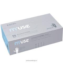 Перчатки голубые нитриловые ESTEL M’USE одноразовые с текстурой на пальцах (Размер пишите в заказе)