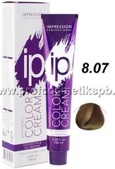 Крем - краска тон "Светлый блонд пепельный 8.07" IP color cream Impression Professional 100 мл.
