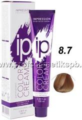 Крем - краска тон "Светлый блонд коричневый 8.7" IP color cream Impression Professional 100 мл.